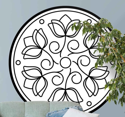 stickers voiture fleurs Fleur de vie noir et blanc