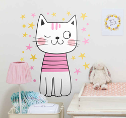 Sticker Mural Style nordique de chat avec des étoiles pour la pép precio