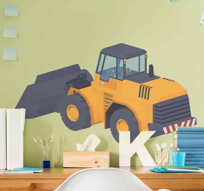 Sticker Mural Jouet Bulldoser de dessin animé de pelle 3d pour le