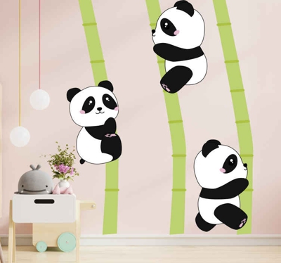Sticker Animal Sauvage Escalade de pandas
