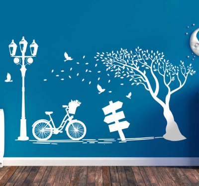 stickers muraux vintage vélo automne