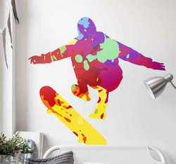 Sticker Art Deco Patineur coloré couleur splash precio