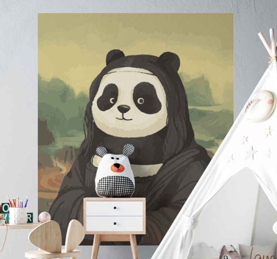 Sticker Animal Sauvage Panda comme monalisa