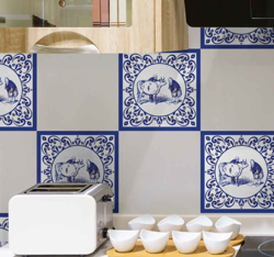 Autocollant Carrelage Les hommes et la vache en oferta