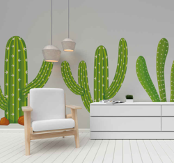 Sticker Plante Verte Trois cactus sobres verts precio