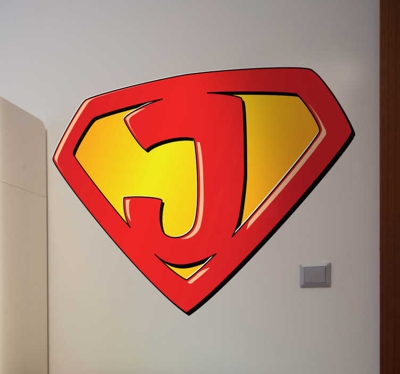 Sticker super-héros lettre J
