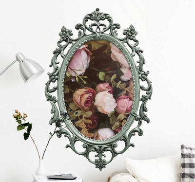 Sticker mural miroir vintage personnalisé