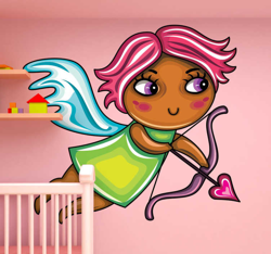 Sticker enfant fille rousse cupidon en oferta