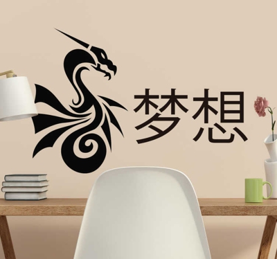 Sticker lettres chinoises rêves