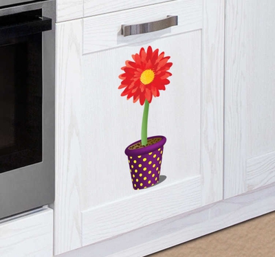 Autocollant mural tournesol rose