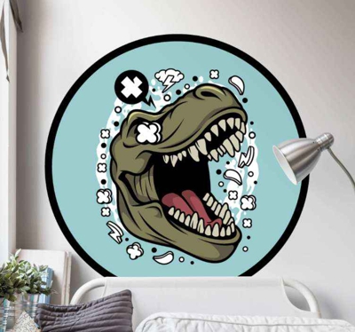 stickers muraux dinosaure Logo t-rex