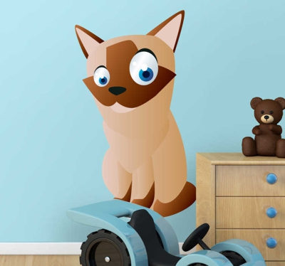 Sticker enfant animal chat siamois