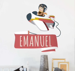 Sticker enfants avion personnalisable características