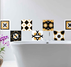 Sticker pour Carrelage jaune, noir et blanc características