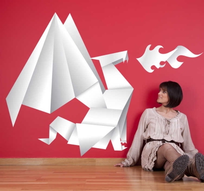 Sticker enfant dragon origami