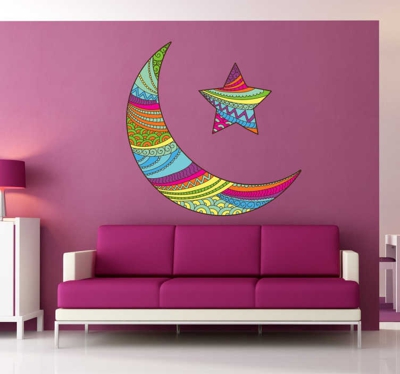 Sticker croissant étoile couleurs