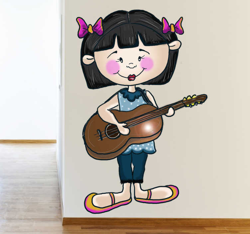 Sticker petite fille guitariste en oferta
