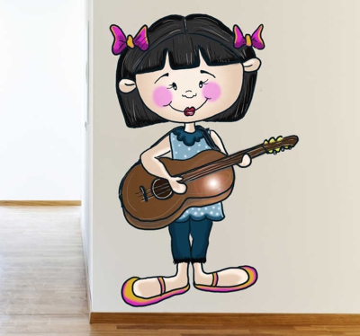 Sticker petite fille guitariste