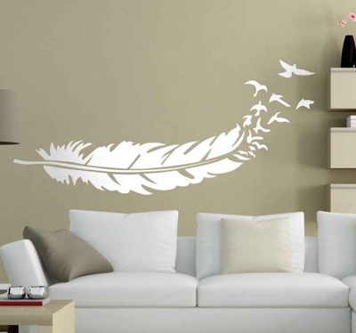 Sticker dessin d'oiseaux et plume
