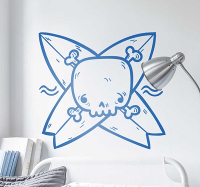 Sticker surf crâne