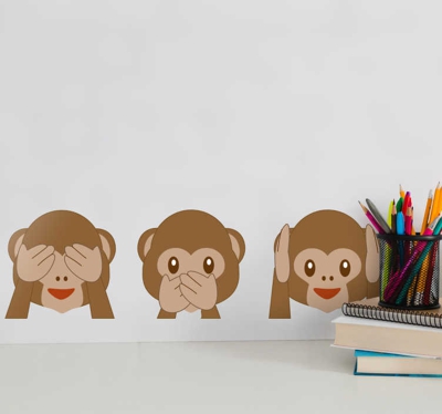 Sticker Chambre Enfant Emojis Singes