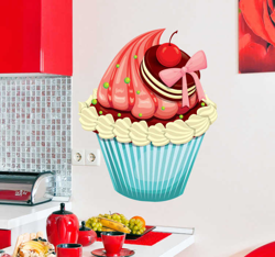 Sticker cupcake cerise en oferta