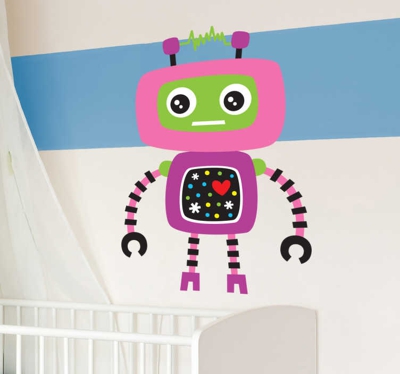 Sticker enfant robot rose