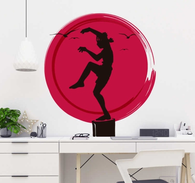 Sticker mural logo enfant karaté