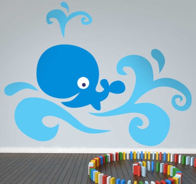 Sticker enfant baleine heureuse