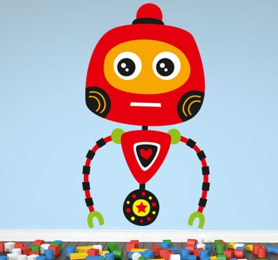 Sticker enfant robot rouge