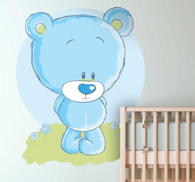 Sticker enfant peluche bleue