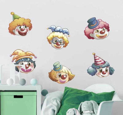 Sticker Mural Chambre Enfant Clown visages différents