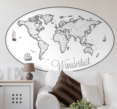 Sticker Maison Wanderlust Carte du Monde