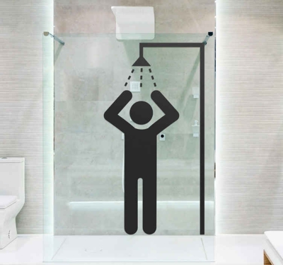 Sticker pour Paroi de Douche Icônes de personnes de douche.