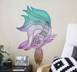 Sticker Mural Poisson Style mandala poisson betta precio