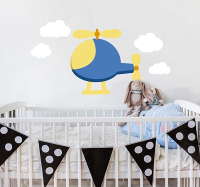 Sticker enfant hélicoptère bleu