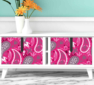Sticker Deco Meuble Fond rose vif