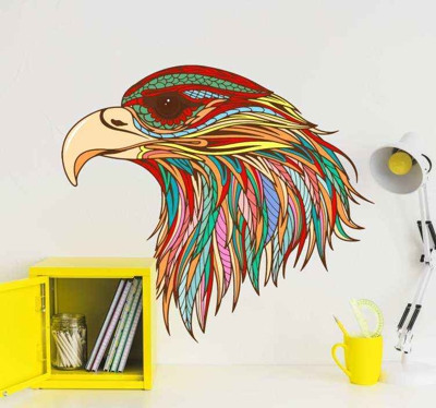 Sticker d'Oiseau Tête d'aigle plumes
