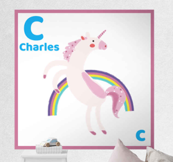 Sticker Mural Animal Initiale de licorne arc-en-ciel en oferta