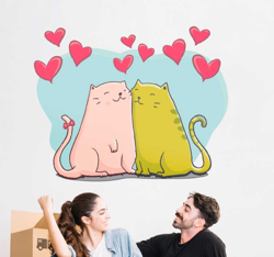 Sticker Mural Chats et Coeurs precio