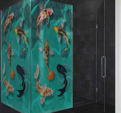 Sticker pour Paroi de Douche koi