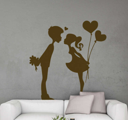 Stickers muraux jeune couple s'embrassant precio