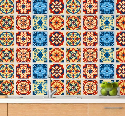 Autocollant Carrelage Carreaux à motifs colorés eraldo