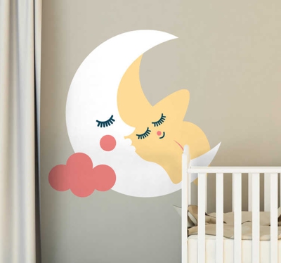 Stickers Chambre Bébé lune et étoile