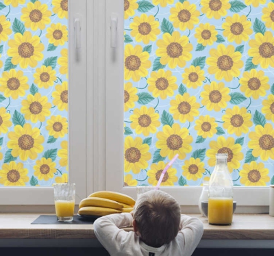 Sticker Mural Fleur tournesol vitrine