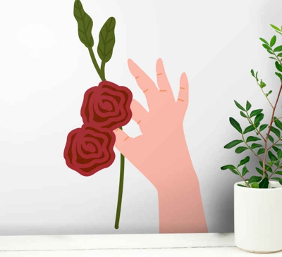 Sticker Mural Fleur Main tenant des clous de girofle