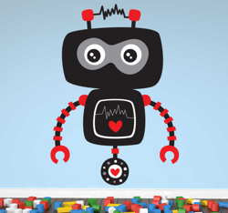 Sticker enfant robot noir en oferta