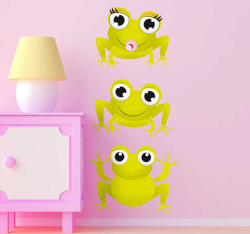Sticker enfant trois grenouilles características