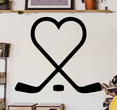Sticker Muraux Sport Coeur de hockey sur glace