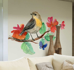 Sticker mural oiseau sur une branche precio